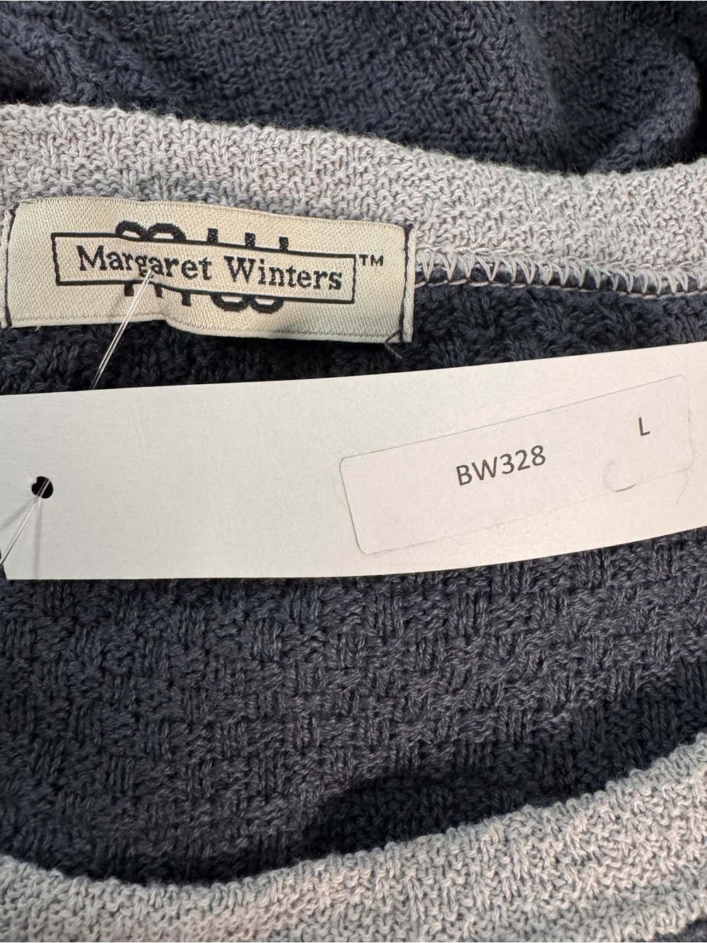 Margaret Winters Sweater L NWT Gray Colorblock Cotton Knit Lagenlook Art To Wear - Picture 5 of 7